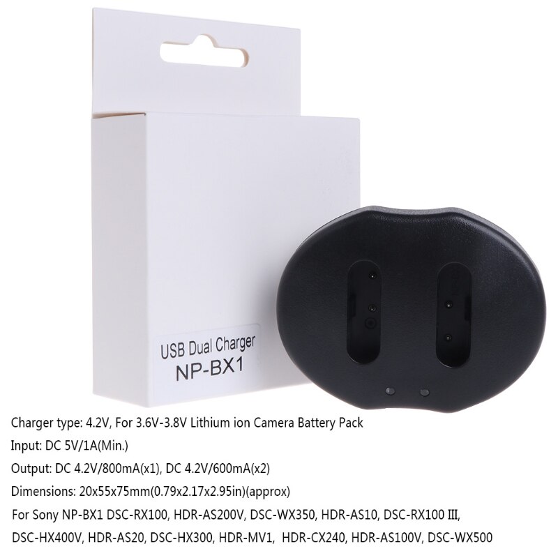 NP-BX1 Dual USB Ladegerät Für Sony RX100 II III HDR-wie100V wie15/10 Kamera