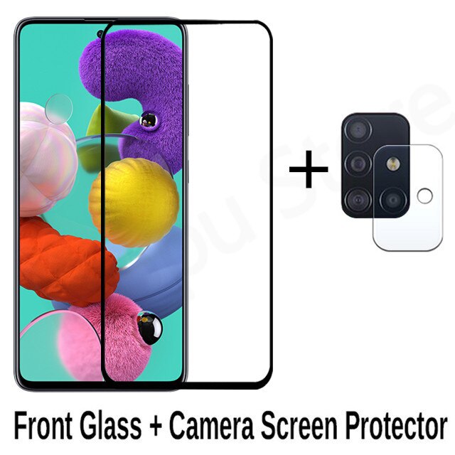 2-in-1 gehärtetem glas für samsung a51 a71 kamera glas sm-a515f sm-a715f rüstung schutz glas für samsung a 51 71 51a 71a: 2in1 1front 1lens / a71