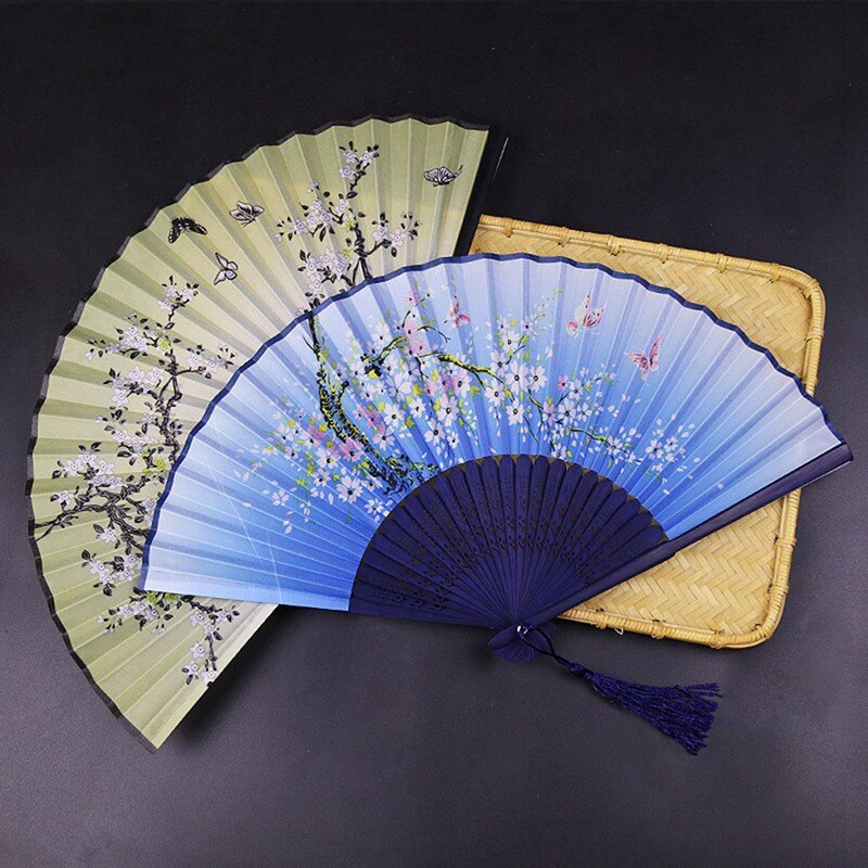 Ventilador de estilo chino japonés, ventilador plegable para decoración del hogar, adornos, estampado artístico manualidad para , abanico de mano para baile de boda