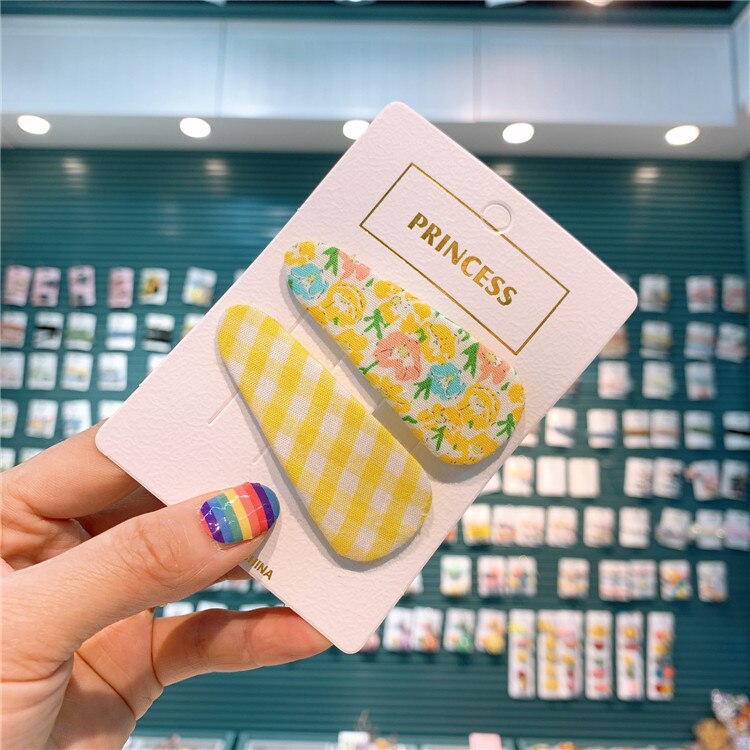 Koreaanse Kinderen Bloemenprint Haarspeld Meisje Bloem Bangle Side Haarspeld Baby Plaid Water Bb Clip