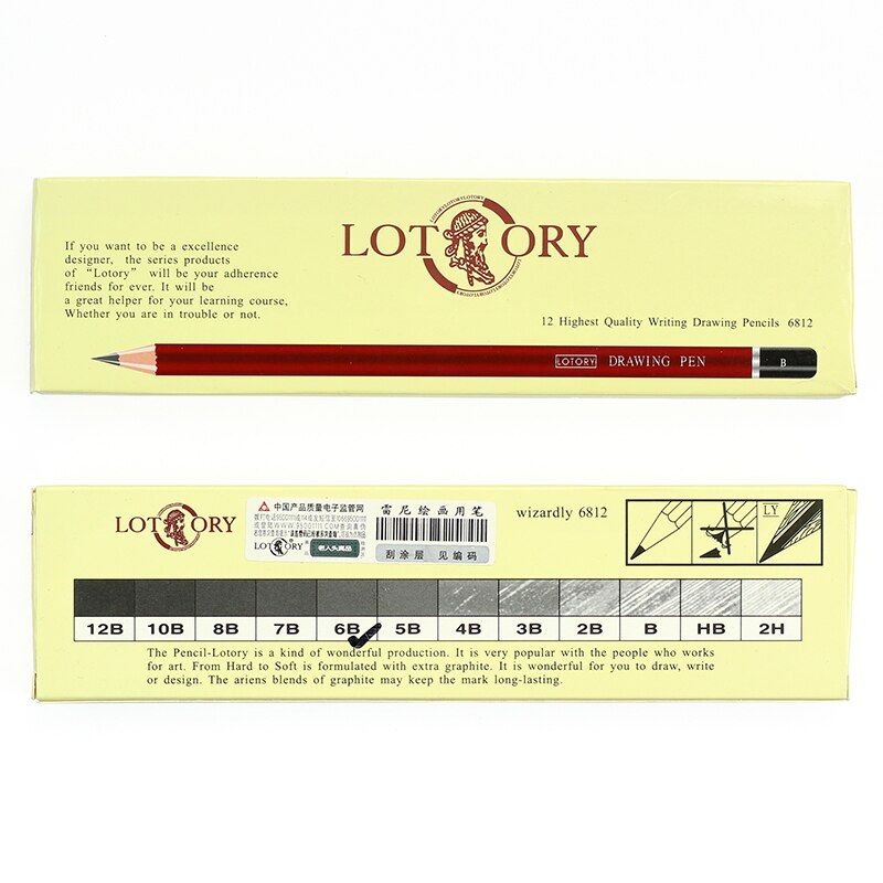 Lotory 12Pcs Drawing Pencils Set Wooden Sketch Graphite Pencil HB/B/2B/8B/12B Simple Pencil For School Office Stationery Crayon