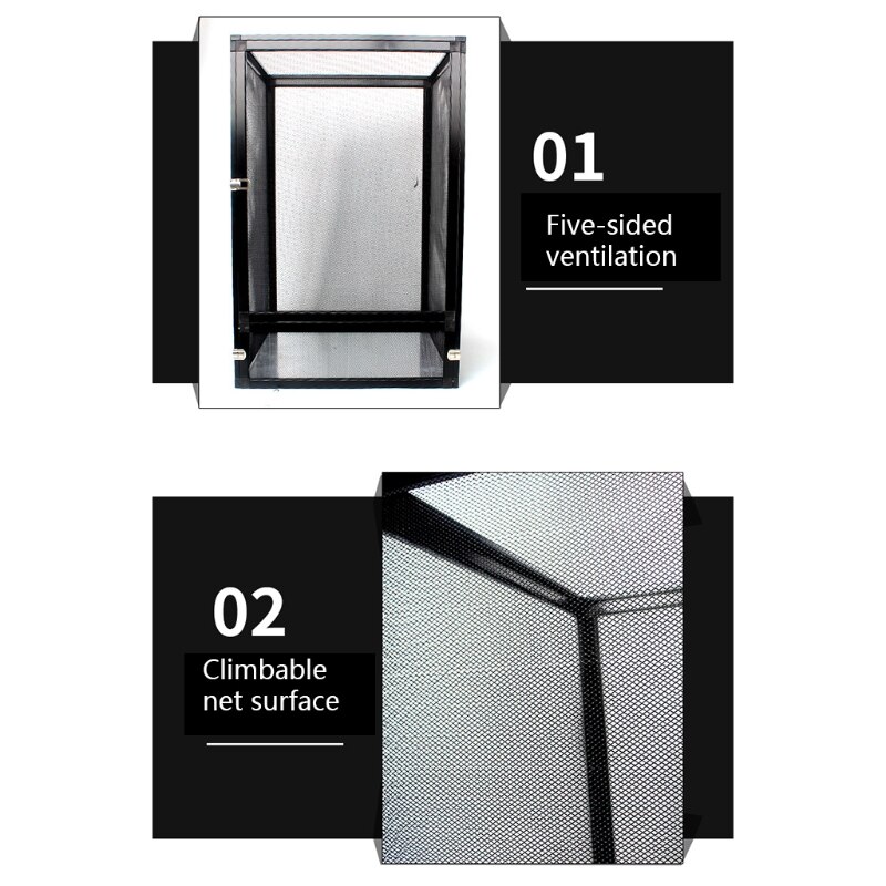 203F Transparante Insect Habitat Kooi Reptiel Fokkerij Doos Aluminium Reptiel Voeden Container Voor Spider Kikker Cricket