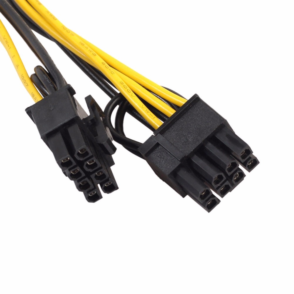 PCIE PCI-E 6 Pin to Double 6+2 pin (6-pin/8-pin) Graphics Video Display Power Cable PCI-Express 6pin Power Extension Cable Cord