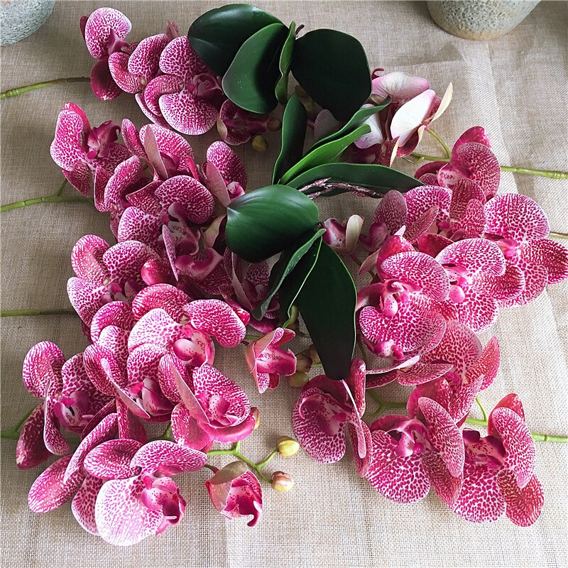 1 sæt = 7 blomstergrene  +3 orkideestænger, sommerfugl orkideer kunstige blomster hjem bryllupsdekoration blomster flur artificielle