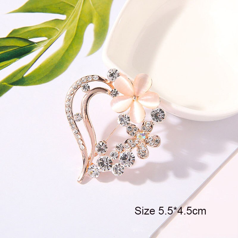 Broche fleur en pierre opale à la , accessoires de vêtement, d'anniversaire pour femmes, broche en strass: Couleur or pur