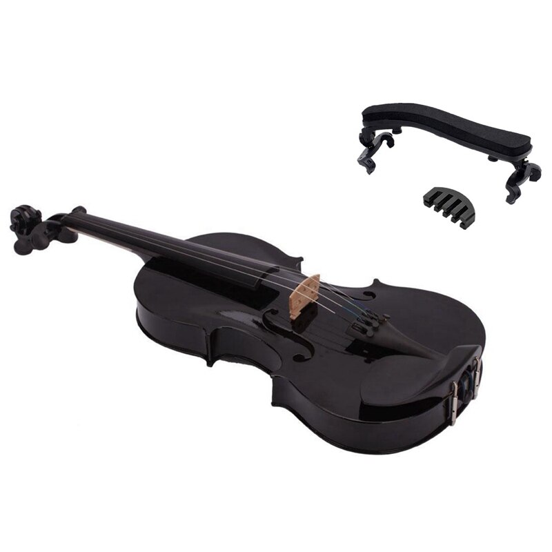 -4/4 akustisk violinfioler i fuld størrelse sort med sag rosin og violin skulderstøtte til 4/4-3/4 størrelse med sammenklappelig: Default Title