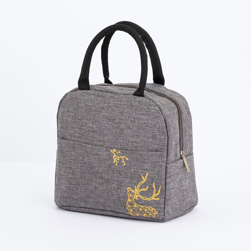 1Pcs Verse Koeler Zakken Waterdichte Nylon Draagbare Rits Thermische Oxford Lunch Tassen Voor Vrouwen Handige Lunchbox Tote Voedsel tassen: Grey