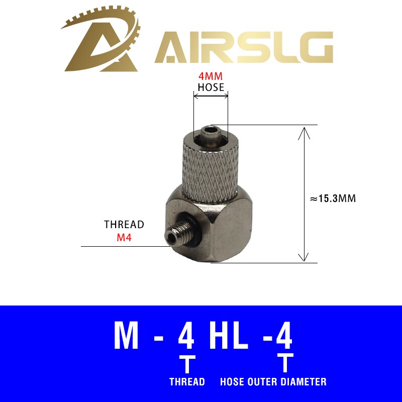 Miniature Fittings M-3H-4 M-4HL-4 Male Thread M3 M4 M5 M6 Tube 4 6mm Pneumatic Pipe Air Hose Quick Fitting Mini Connecto: M-4-HL-4