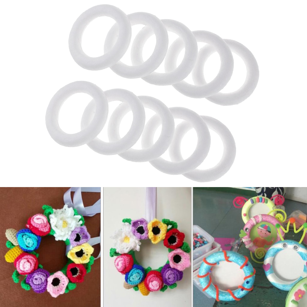 10 stycken blank vit rund cirkelform polystyren frigolit skummaterial för konsthantverk handgjorda prydnadsmodell leksaker 11cm