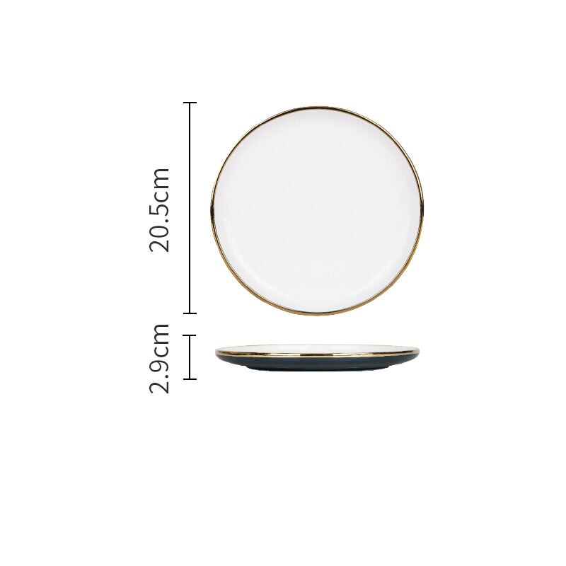 Golden Stroke Ceramic Dinner Set Plates and Dishes Nordic Modern Blue Color Glaze Plates and Bowls Steak Pasta Western Tableware: Plate-20.5cm