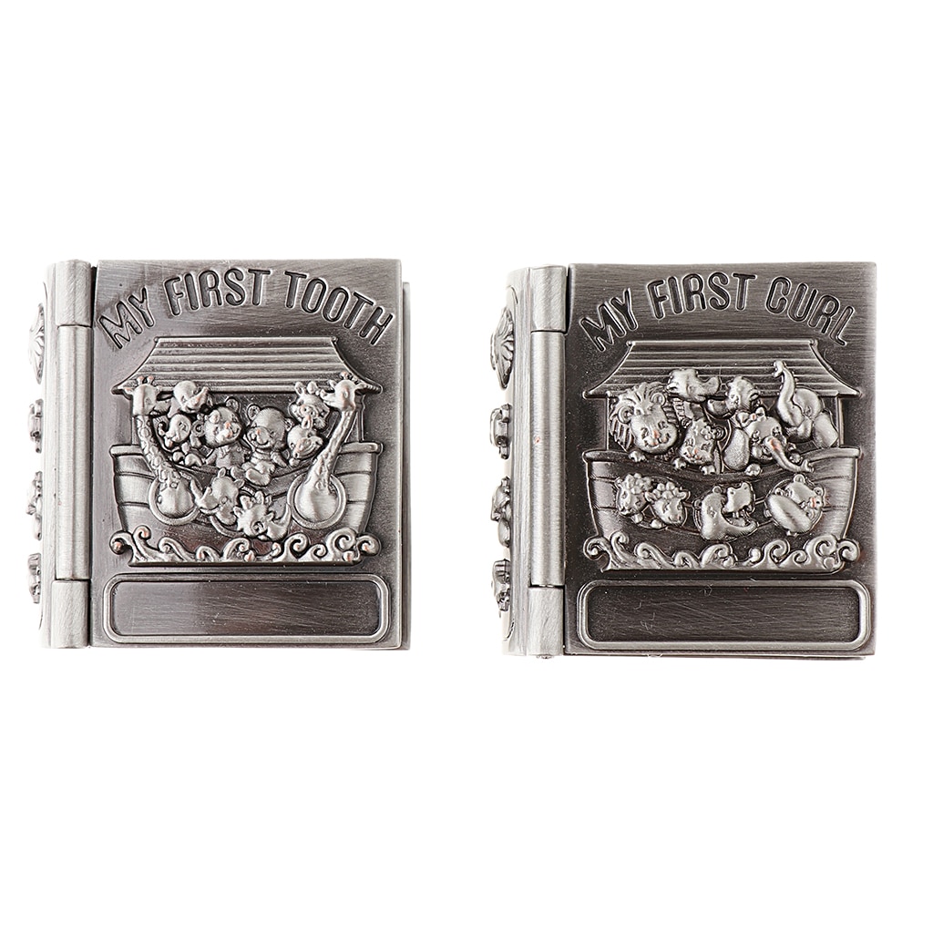 Silver Plated Dictionary Book Shape Baby First Tooth/First Curl Box Set