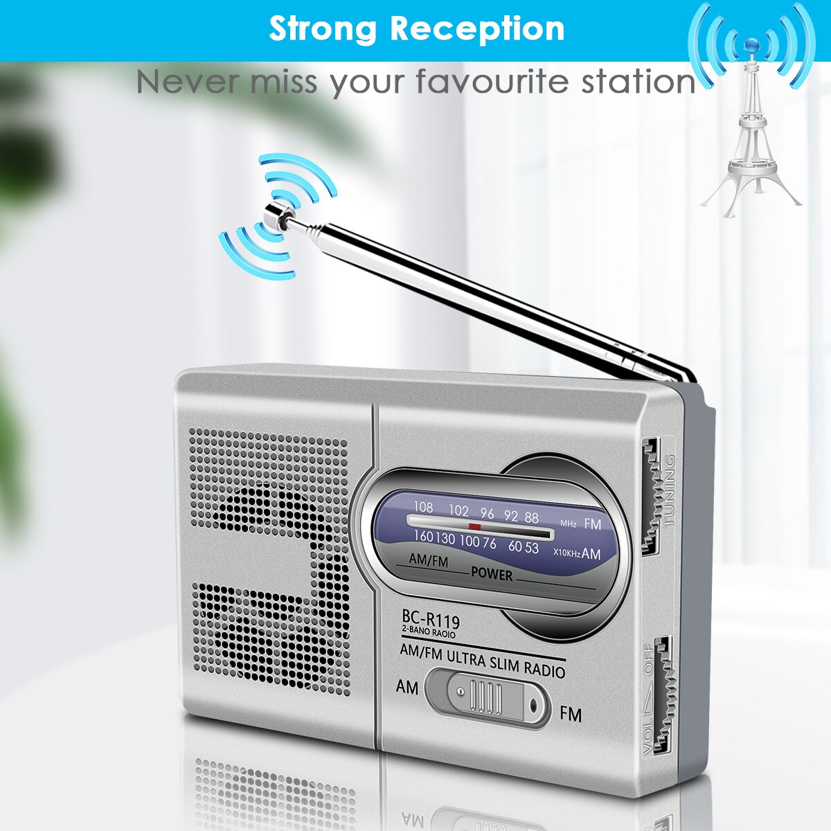 Tragbares Mini-Radio - AM/FM Empfänger Mit Teleskopantenne