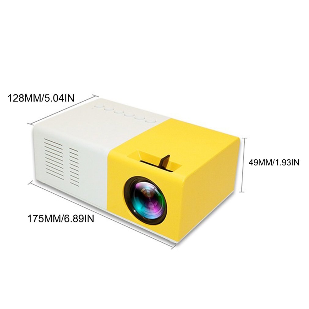 Yellow Home Mini Projector Machine Led Portable Handheld Projector Supports High Definition 1080P