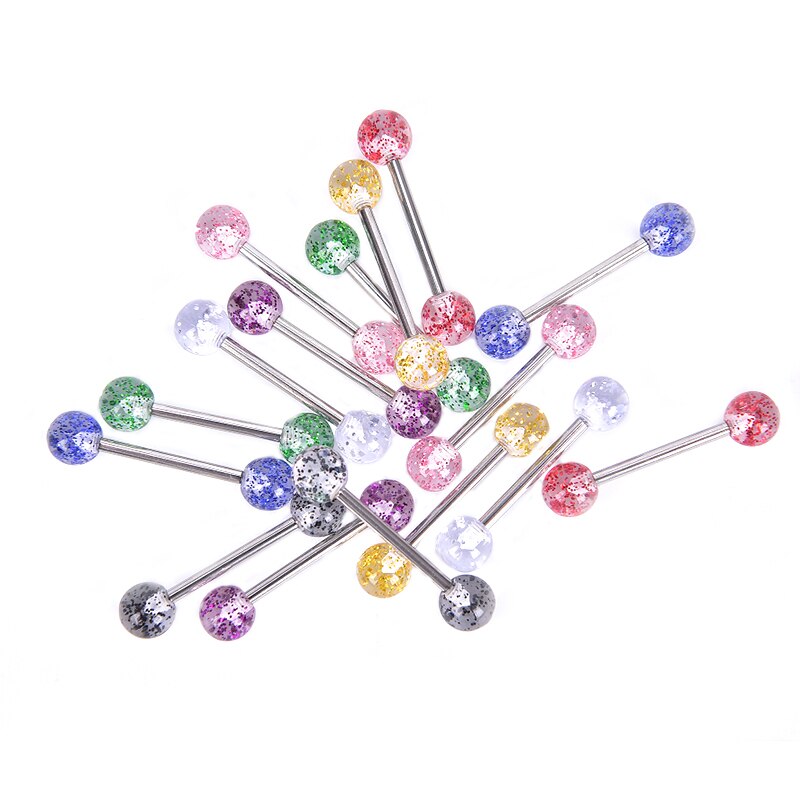 8 stks/set Chirurgisch Staal Glitter Tong Piercing Ball Barbell Bar Tong Ring Body Studs Piercing Sieraden Vrouwen Mannen Piercing