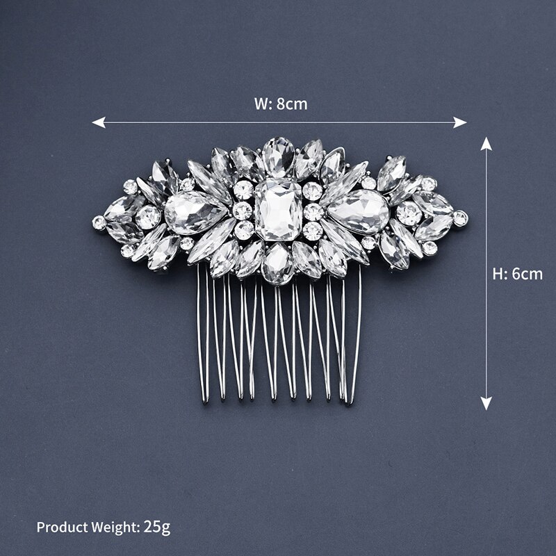 Efily Bridal Bruiloft Haaraccessoires Crystal Zilver Kleur Haar Kammen Voor Vrouwen Bruid Hoofddeksel Party Sieraden Bruidsmeisje: silver color HSJ5070
