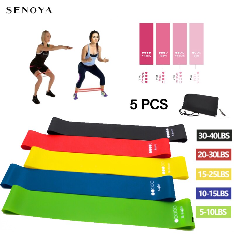 5 Stks/set Yoga Weerstand Elastiekjes Met Draagtas Fitnessapparatuur Pilates Stretching Training Workout Rubber Loop Bands