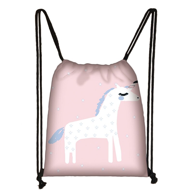 Cavalo impressão drawstring saco de viagem feminina adolescente escola saco marrom menina e menino mochila moda feminina sacos de armazenamento to54632: skdafr52