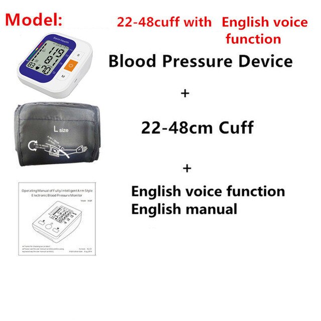 Sphygmomanomètres de soins de santé à domicile moniteur de pression artérielle de bras supérieur numérique tonomètre automatique de compteur de battement cardiaque: ENVoice-22-48
