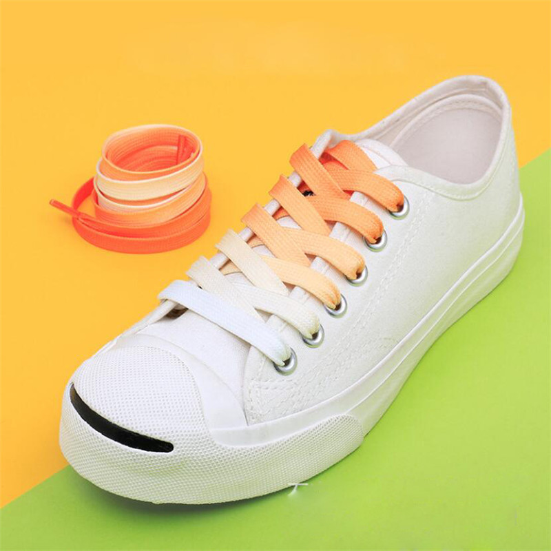 Cordones coloridos a la para zapatillas, cordones de lona de seda con gradiente de caramelo, arcoíris en crecimiento, 1 par: Orange