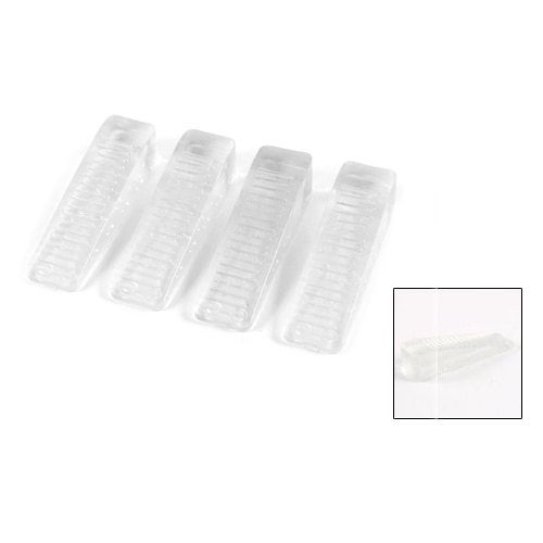 Home Office Clear Plastic Door Wedge Stopper Block 4 Pcs