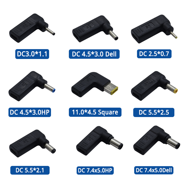 Adaptador de carregador de energia para laptop pd 65w tipo-c fêmea para dc macho plug quadrado 7.4*5.0mm para lenovo hp dell asus notebook conector
