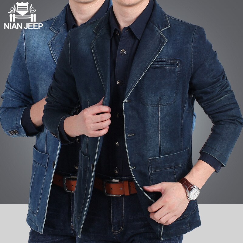 ICPANS Men Denim Blazer Brand Men's denim suit masculino casual outerwear Autumn Winter loose denim suit outerwear XXXXL