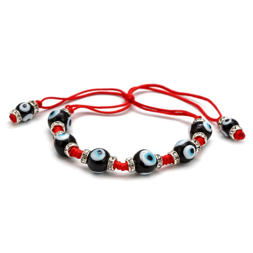 Lucky Eye Turkse Evil Eye Bead Gevlochten Armband Zwart Blauw Rood Touw Ketting Armband Verstelbare Voor Vrouwen Meisjes Handgemaakte Sieraden: 3
