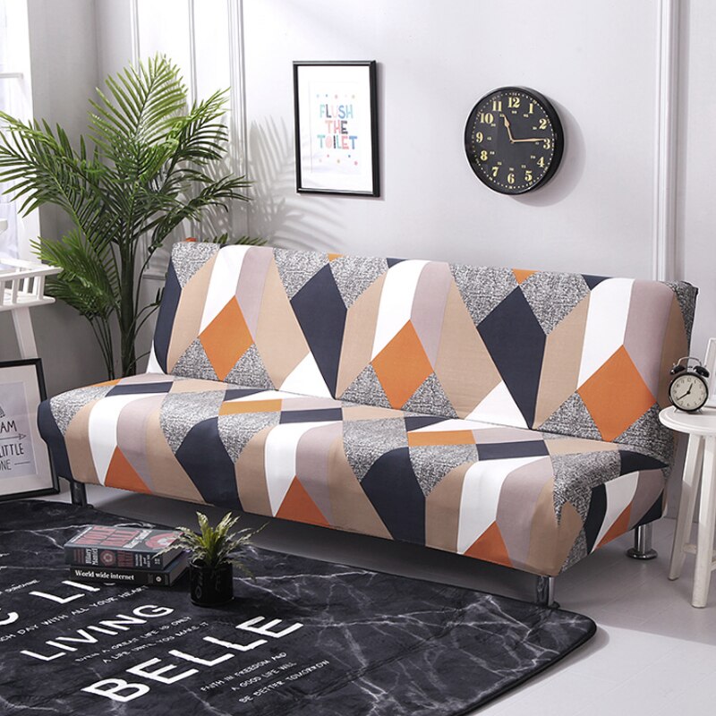 All-inclusive Sofa Cover without Armrest Folding Stretch Sofa Bed Covers For Living Room Universal Elastic Couch Cover 160-190cm: Printing 03