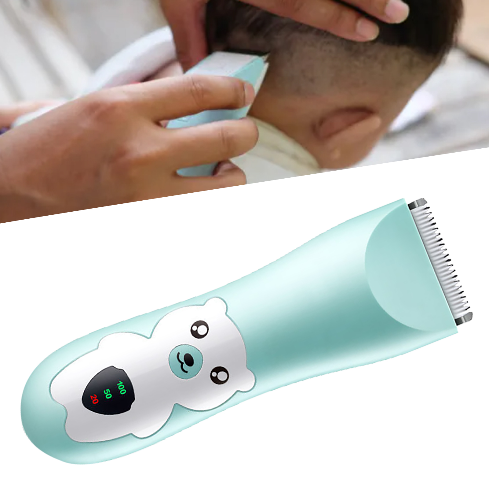 Quiet Baby Hair Clipper Electric Baby Hair Clipper Waterproof Cartoon Pattern Cordless with Combs for Toddlers