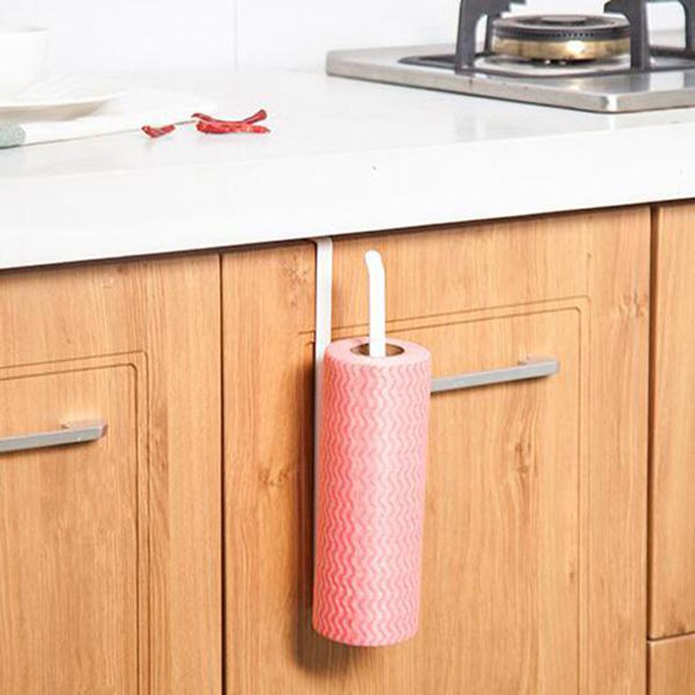 Door Cabinet Hanging Paper Towel Rack Free Punching Wrought Iron Cabinet Partition Layer Storage Rack Roll Holder