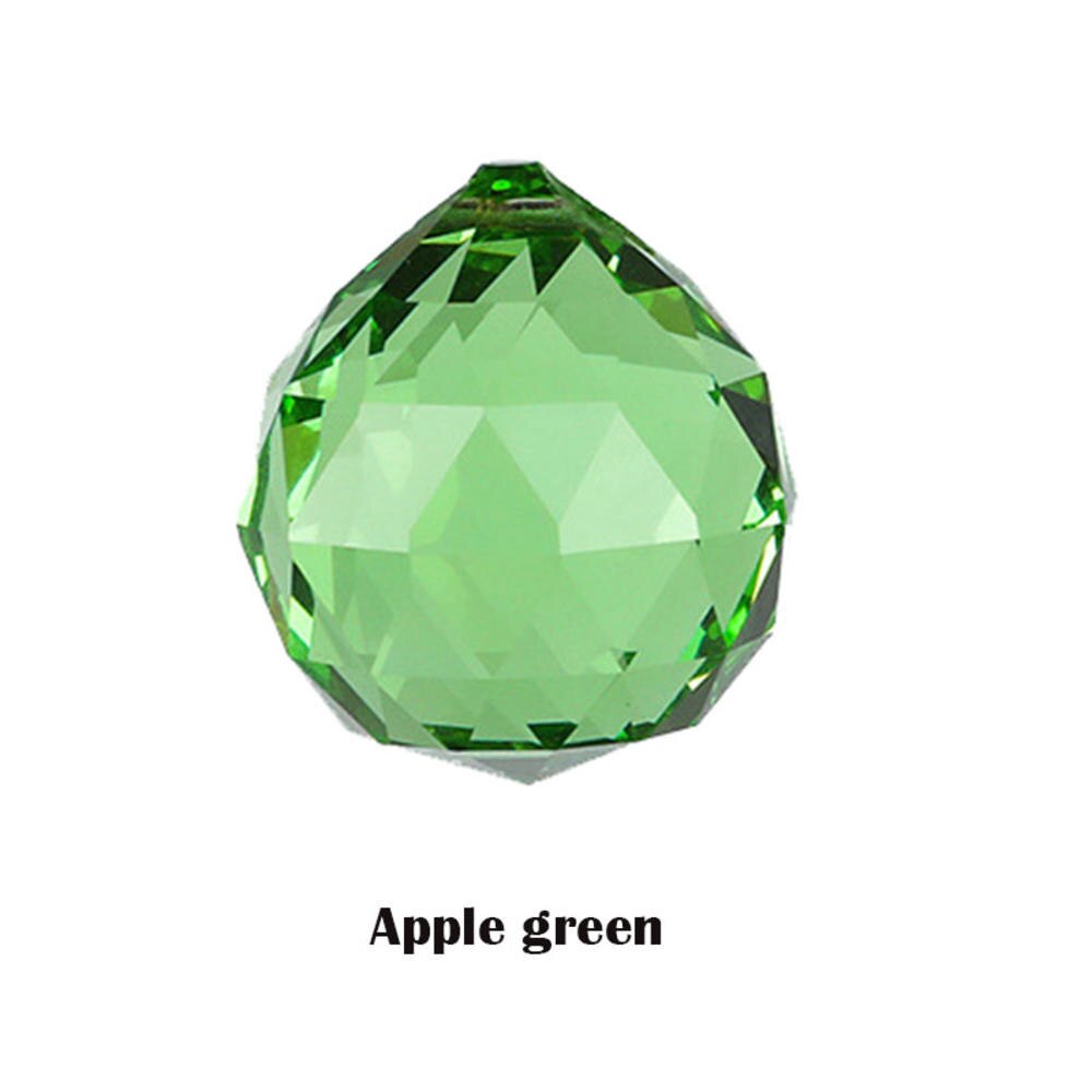 20/30/40mm cor múltipla bola de iluminação cristal feng shui lâmpada prisma bola arco-íris sun catcher casa decoração festa casamento ornamento: 20MM Apple green