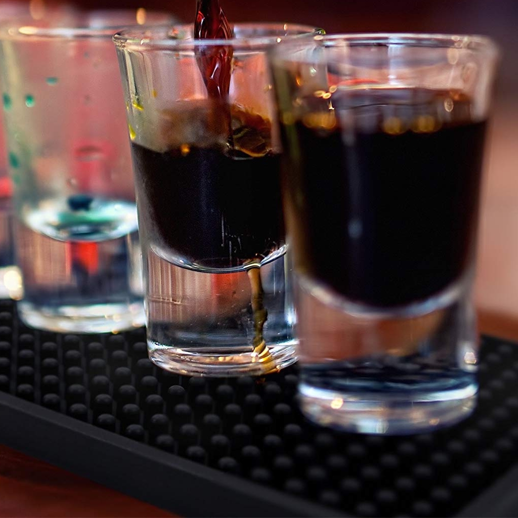 2pcs Black Rubber Beer Bar Runner Spill Mat For Home Pub Cafe Party 30x15cm