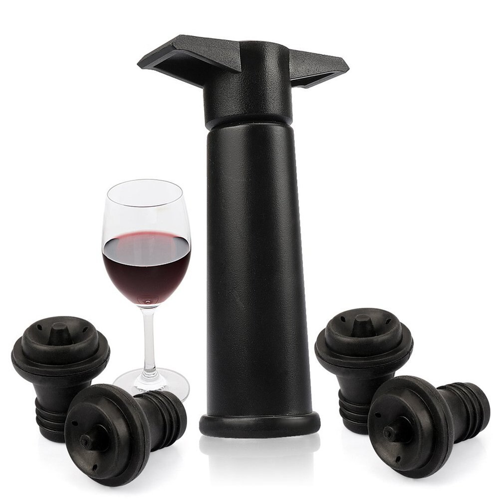 Wine Saver Vacuum Pump Wine Pump With 4 Stopper Wine Stopper Vacuum Saver Wine Bottle Sealer Vacuum Pump: Default Title