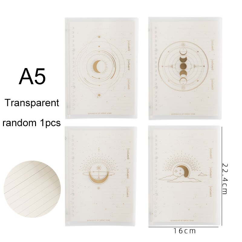 A5 Loose Leaf Soft Side Notebook Journal Planner Transparent Horizontal Line Notebooks School Office Stationery