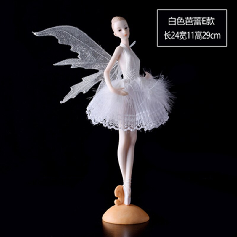 Figura de resina de estilo moderno para decoración del hogar, figura de Ballet, Ángel, chica bailando, para escritorio: White E
