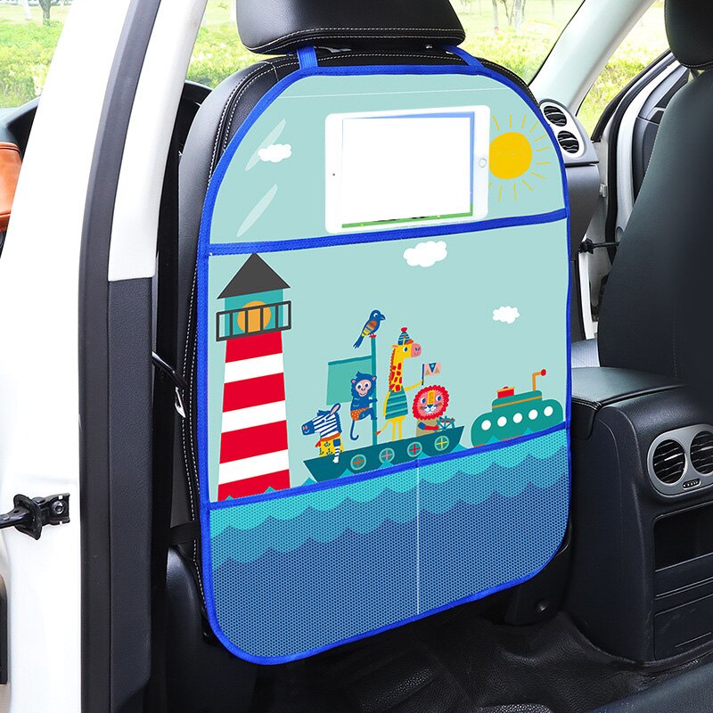Funda protectora para asiento trasero de coche de dibujos animados, alfombrillas protectoras para asiento de coche de bebé, cojín antipatadas con bolsa de almacenamiento