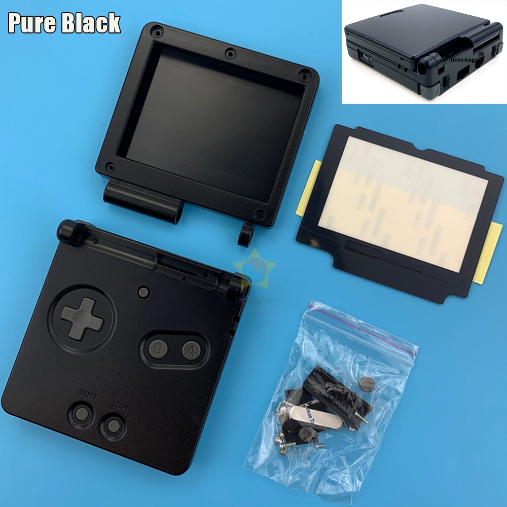 Transparant Clear Wit Paars Zwart Rood Voor Gameboy Advance Sp Shell Voor Gba Sp Console Behuizing Case Cover Gekleurde Knoppen: Pure Black