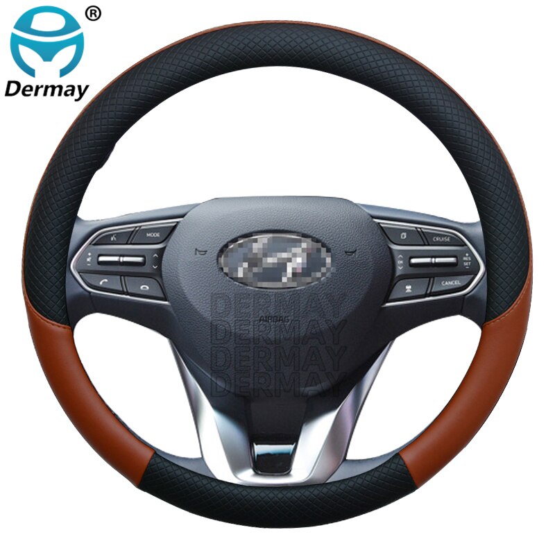 Voor Hyundai Palissade Auto Stuurhoes Lederen Anti-Slip 100% Dermay Auto Accessoires: Bruin