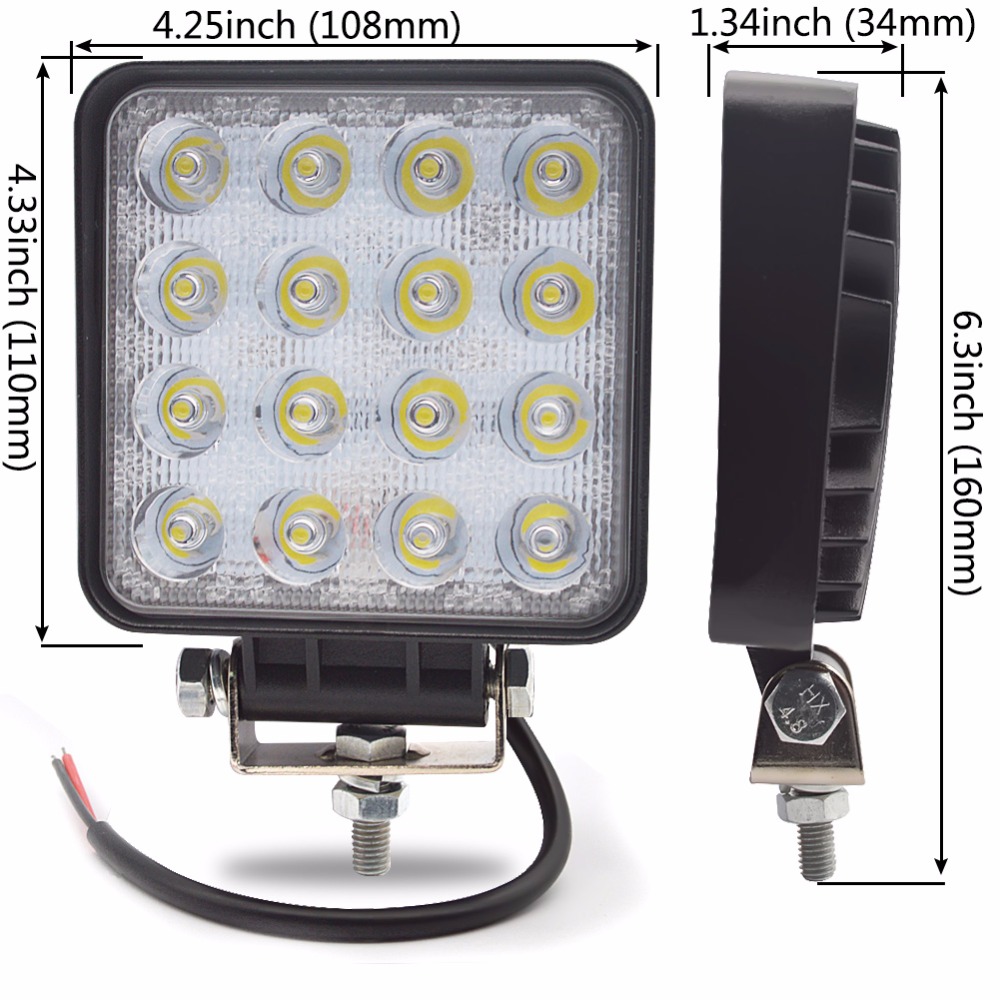 2x 4 inch auto 48w led werklamp 12v led tractor werklampen led rijlicht off-road 4 x 4 mistlamp 48w led werklamp spot flood