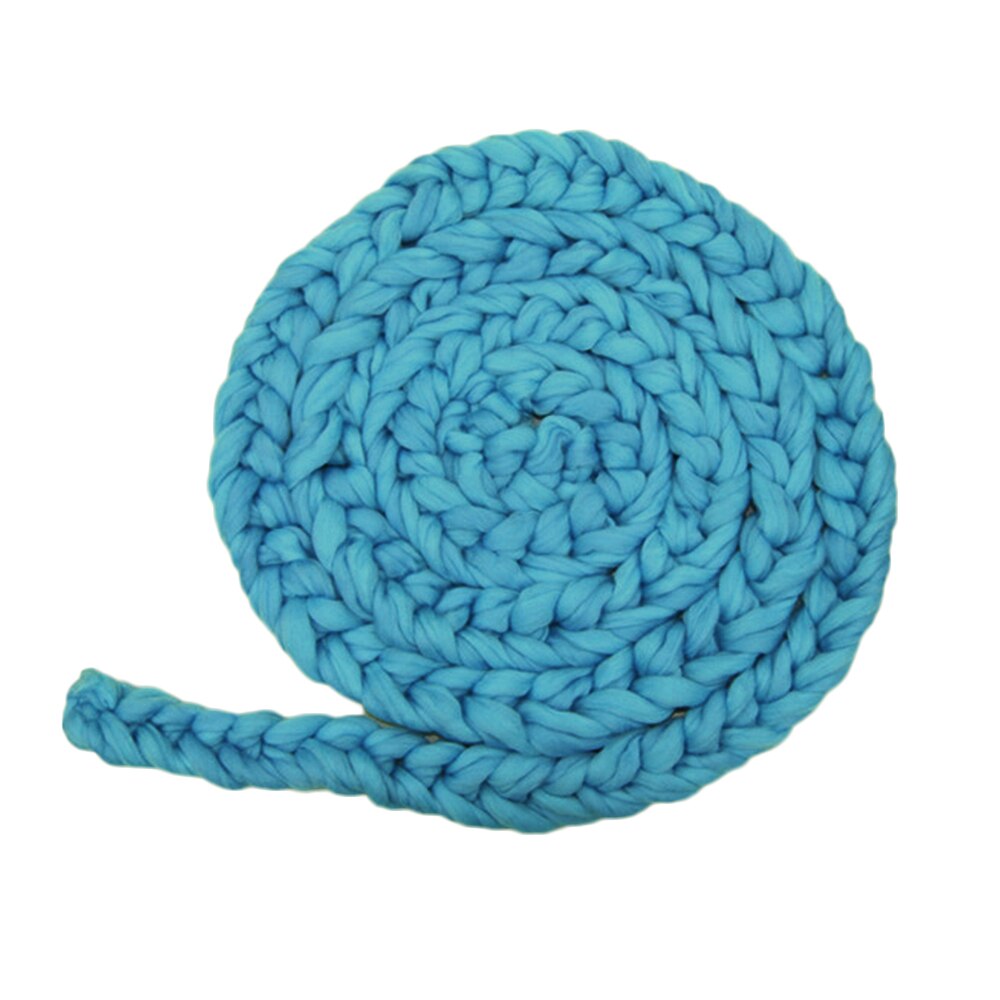 Handmade Woven Baby Blankets Wool Crochet Basket Filler Newborn Twisted Braid Photography Props Chunky Knit Blanket: Blue