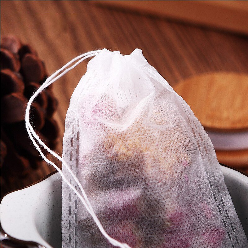 Tea Bags 100Pcs/Lot Empty Teabag Scented Drawstring Pouch Bag Filter Cook Herb Spice Loose Coffee Pouches Tools