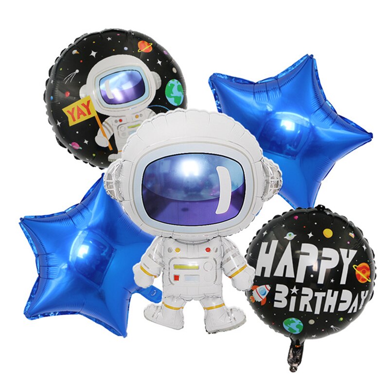 Baby verjaardag astronaut thema feestdecoratie cartoon astronaut raket ruimteschip aluminiumfolie ballon: 08
