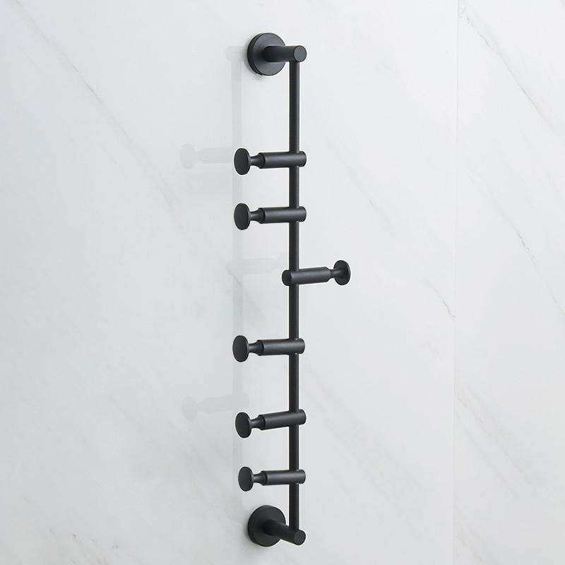 Ellen Roterende Handdoek Haak Badkamer Hardware Slaapkamer Doek Hanger Muur Kapstok Zwarte Goud Afgewerkt ELS05: Black-6 Rotation