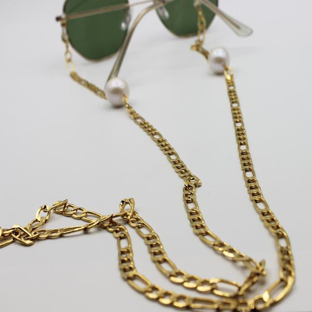 Metalen Ketting Imitatie Parel Zonnebril Bril Ketting Mode Eenvoudige Dames Anti-Verloren Zonnebril Keten