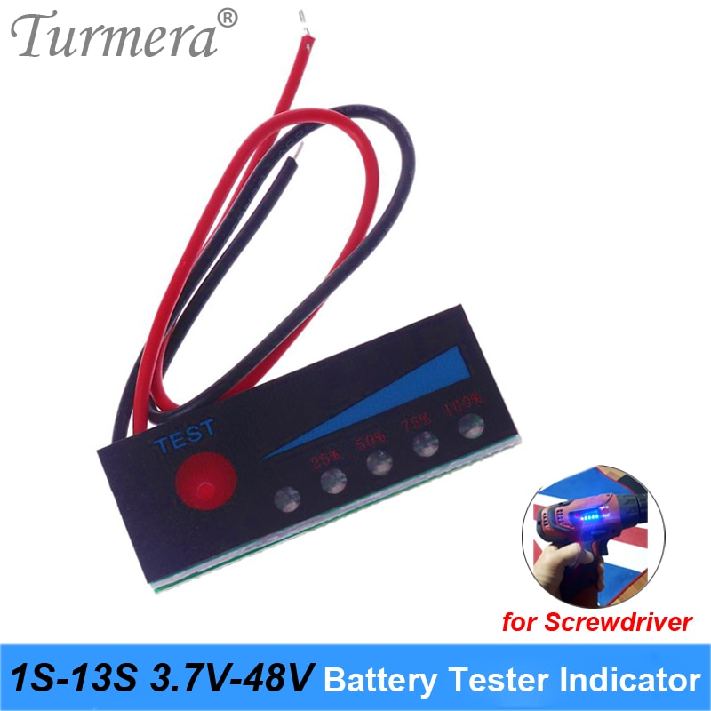 Turmera 1S-13S Tester Della Batteria Indicatore di Capacità 4.2V 8.4V 12V 16.8V 18V 24V 25V 36V 48V per Batteria Cacciavite E E-Uso della bici