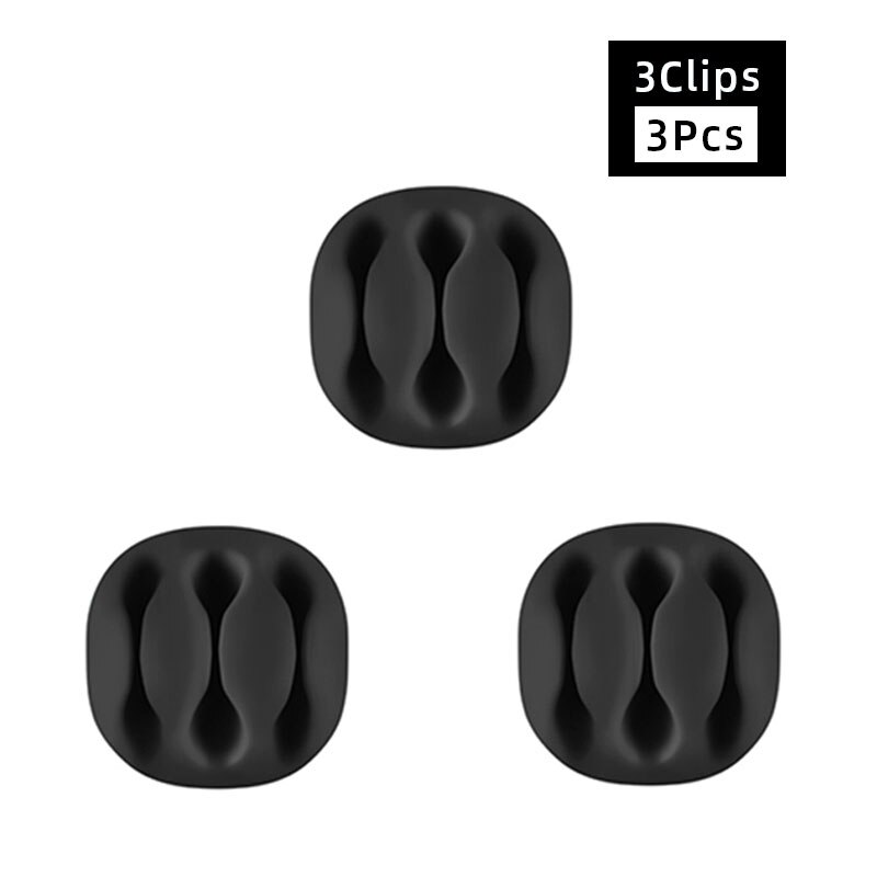 Round Cable Holder Protector Management Device Organizer Finishing Desktop Plug Silicone Wire Retention Clips: 3Clips-3Pcs