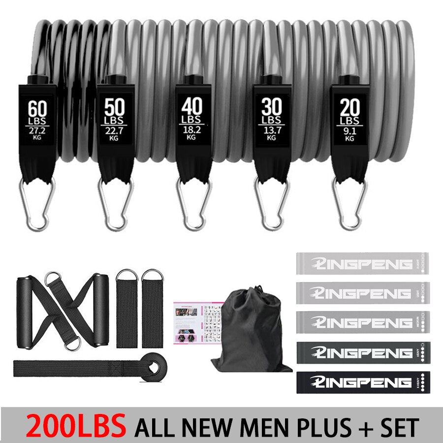 5 Stackable Exercise Bands with Handles 5 Resistance Loop Bands for Resistance Training Physical Therapy Home Workouts: 200LBS MAN SET