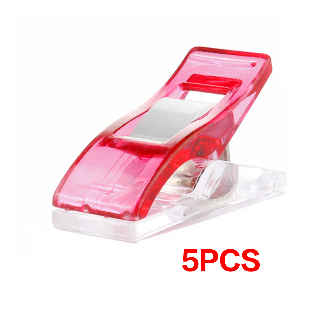 Pinzas de acolchado de plástico para costura, pinzas de costura para encuadernación de retales, herramientas de costura para manualidades: 5pcs Red