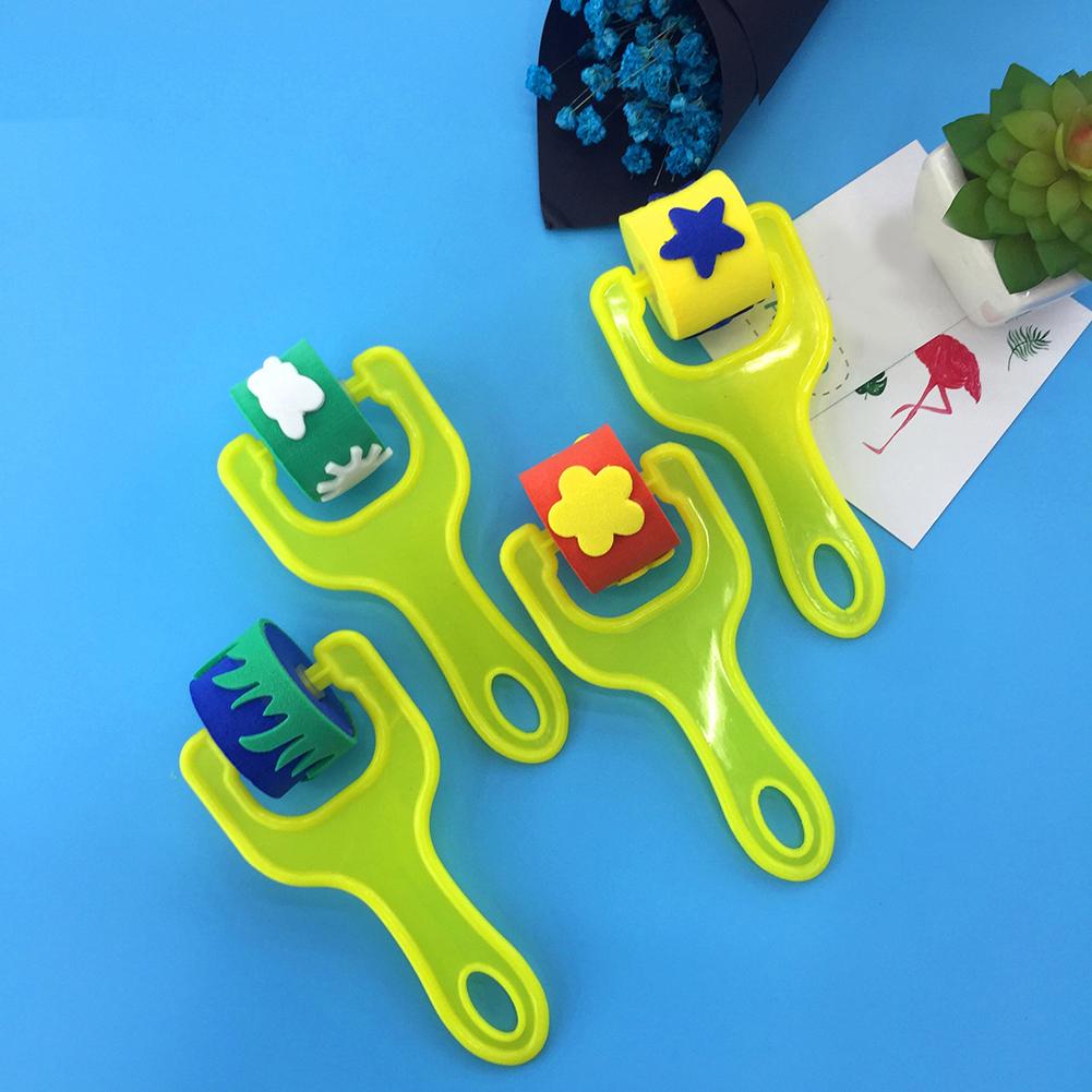4 stuks bloemenster sponsroller verfkwast doe-het-zelf schildergereedschap kinderspeelgoed