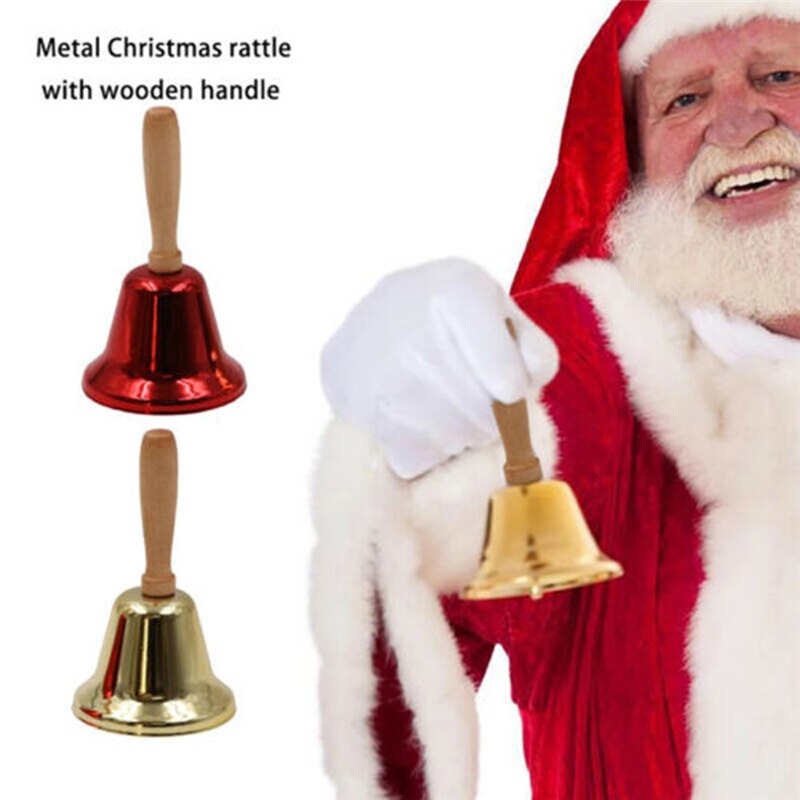 Metal Christmas Hand Bell Noble Reception Dinner Party Decor Jingle Bells Xmas Year Santa Party Celebrate Rattle Bells